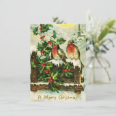 ヴィンテージホリーと鳥クリスマスカード シーズンカード (スタンド正面)