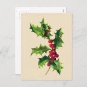 ヴィンテージホリークリスマスグリーティングカード シーズンポストカード (正面/裏面)