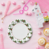 ヴィンテージホリースタムオンホワイト紙プレート ペーパープレート (パーティー)