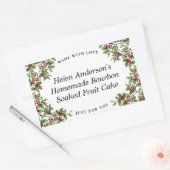 ヴィンテージホリーフレームカスタムクリスマスギフトラベル 長方形シール (封筒)