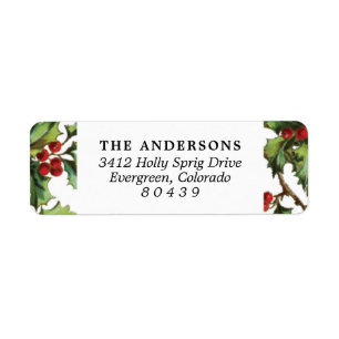ヴィンテージホリーフレームクリスマス差出人住所ラベル ラベル