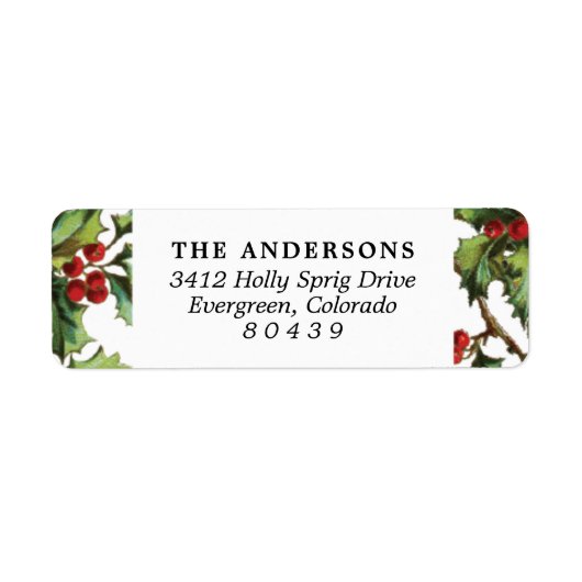 ヴィンテージホリーフレームクリスマス差出人住所ラベル ラベル (正面)