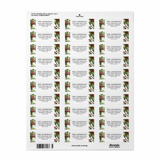 ヴィンテージホリーフレームクリスマス差出人住所ラベル ラベル (フルシート)