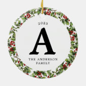 ヴィンテージホリーフレーム写真オーナメントとモノグラム セラミックオーナメント (裏面)