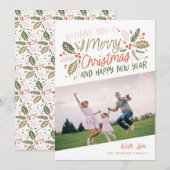ヴィンテージホリーブライトタイポグラフィクリスマスフォト シーズンカード (正面/裏面)
