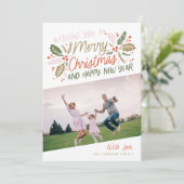 ヴィンテージホリーブライトタイポグラフィクリスマスフォト シーズンカード (スタンド正面)