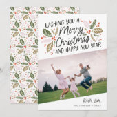 ヴィンテージホリーブライトタイポグラフィクリスマスフォト シーズンカード (正面/裏面)