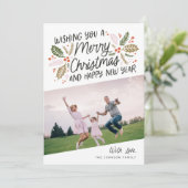 ヴィンテージホリーブライトタイポグラフィクリスマスフォト シーズンカード (スタンド正面)