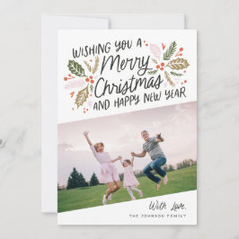 ヴィンテージホリーブライトタイポグラフィクリスマスフォト シーズンカード