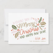 ヴィンテージホリーブライトタイポグラフィクリスマス シーズンカード (正面)