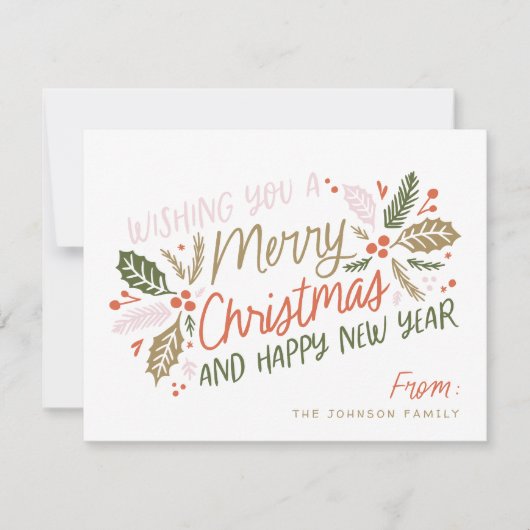 ヴィンテージホリーブライトタイポグラフィクリスマス シーズンカード (正面)