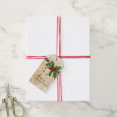 ヴィンテージホリーブランチクリスマスギフトラベル ギフトタグ (より糸付き)