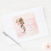 ヴィンテージホリーベリーアンドピンクストッキングホリデイ スクエアシール (封筒)