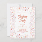 ヴィンテージホリーベリークリスマスパーティーピンクと赤 招待状 (正面)