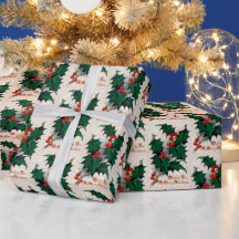 ヴィンテージホリーベリークリスマスパーティーラップ