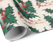 ヴィンテージホリーベリークリスマスパーティーラップ ラッピングペーパー (ロールコーナー)