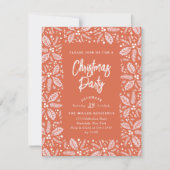 ヴィンテージホリーベリークリスマスパーティーレッド 招待状 (正面)