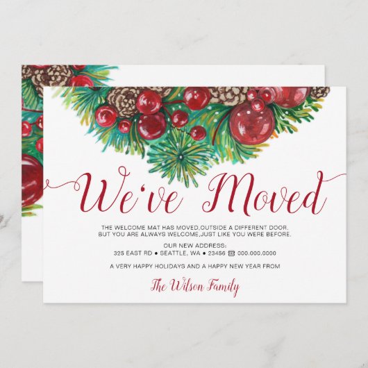 ヴィンテージホリーベリーパインコーンホリデイムービング 案内状 (正面/裏面)
