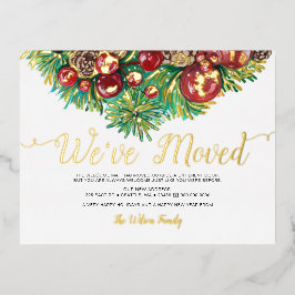 ヴィンテージホリーベリーパインコーン移動 箔シーズンポストカード