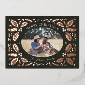 ヴィンテージホリーベリーフォトクリスマスコール 箔シーズンカード (正面)