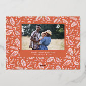 ヴィンテージホリーベリーフォトクリスマスブライトレッド 箔シーズンカード (裏面)