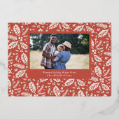 ヴィンテージホリーベリーフォトクリスマスベージュ 箔シーズンカード (裏面)