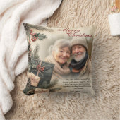 ヴィンテージホリーベリーベージュフォトクリスマス クッション (ブランケット)