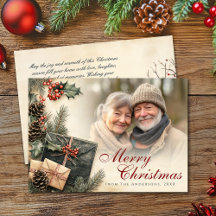 ヴィンテージホリーベリーベージュフォトクリスマス