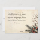 ヴィンテージホリーベリーベージュフォトクリスマス シーズンカード (裏面)