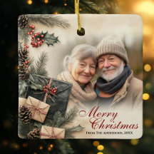 ヴィンテージホリーベリーベージュフォトクリスマス