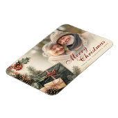 ヴィンテージホリーベリーベージュフォトクリスマス マグネット (左側)