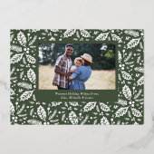 ヴィンテージホリーベリー写真クリスマスエバーグリーン 箔シーズンカード (裏面)