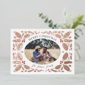 ヴィンテージホリーベリー写真クリスマス 箔シーズンカード (立ち正面)