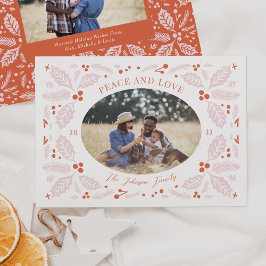 ヴィンテージホリーベリー楕円形の写真 |鮮やかな赤ピンク シーズンカード