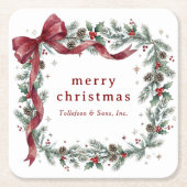 ヴィンテージホリーボウ ビジネス クリスマスパーティ スクエアペーパーコースター (正面)