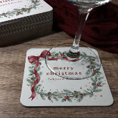 ヴィンテージホリーボウ ビジネス クリスマスパーティ スクエアペーパーコースター