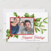 ヴィンテージホリーミストレトーフォトホリデーカード (正面)