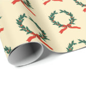 ヴィンテージホリーリースクリスマス ラッピングペーパー (ロールコーナー)