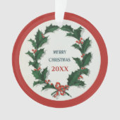 ヴィンテージホリーリースメリークリスマスアクリル オーナメント (正面)