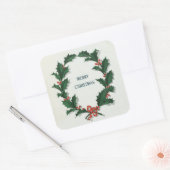 ヴィンテージホリーリースメリークリスマス スクエアシール (封筒)