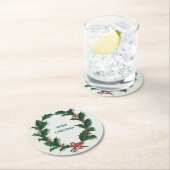 ヴィンテージホリーリースメリークリスマス ラウンドペーパーコースター (インサイチュ)