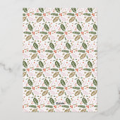 ヴィンテージホリー傾斜スナップショット2フォトクリスマス 箔シーズンカード (裏面)