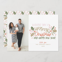 ヴィンテージホリー写真クリスマス シーズンカード