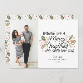 ヴィンテージホリー写真クリスマス シーズンカード