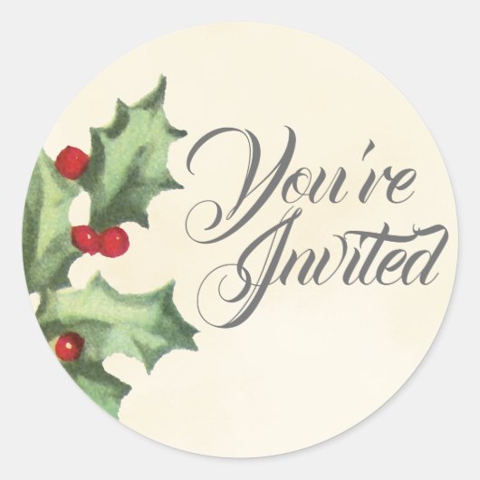 ヴィンテージホリー封筒用シールシール ラウンドシール (正面)