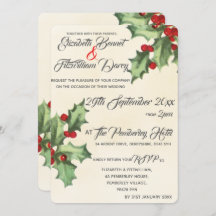 ヴィンテージホリー結婚式招待状