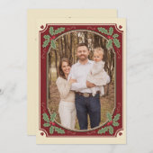 ヴィンテージホリー縁どクリスマスカード シーズンカード (正面/裏面)