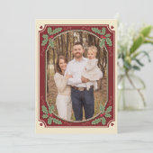 ヴィンテージホリー縁どクリスマスカード シーズンカード (スタンド正面)