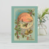 ヴィンテージホリー、クリスマスベル、雪景色 シーズンカード (スタンド正面)