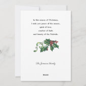 ヴィンテージホリー、クリスマスベル、雪景色 シーズンカード (裏面)